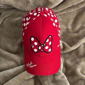 Disney Red Minnie Mouse Polka Dot Bow Baseball Cap